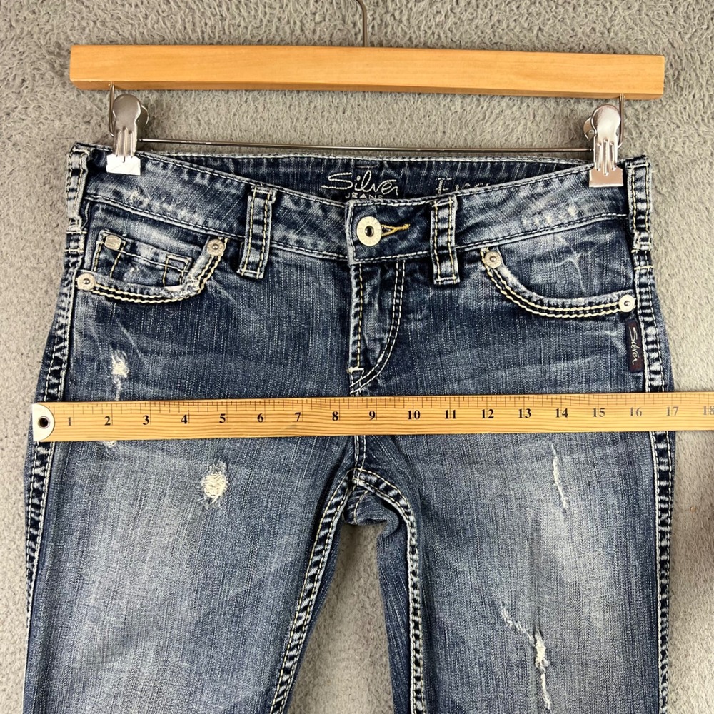 Silver Jeans Co Frances Low Rise Bootcut Distressed Medium Wash Jeans 27x31 - Picture 7 of 11